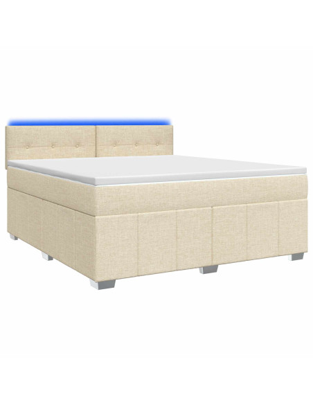 Letto box spring con materasso Crema 160 x 200 cm Tessuto