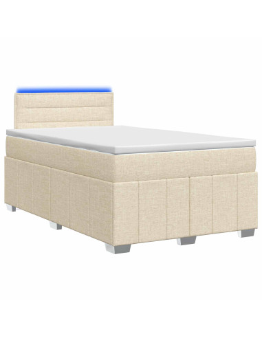 Letto box spring con materasso Crema 120 x 200 cm Tessuto