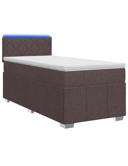 Letto box spring con materasso Marrone Scuro 100 x 200 cm