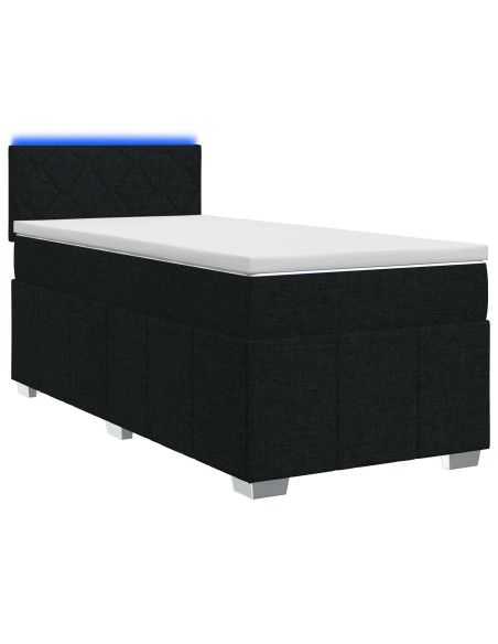 Letto box spring con materasso Nero 80 x 200 cm Tessuto