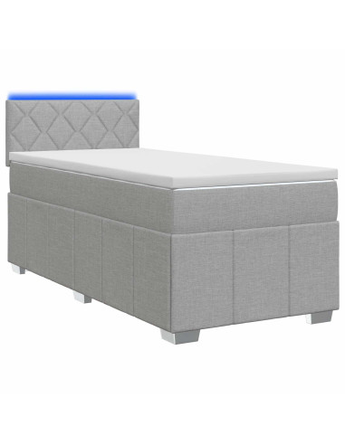 Letto box spring con materasso Grigio Chiaro 80 x 200 cm
