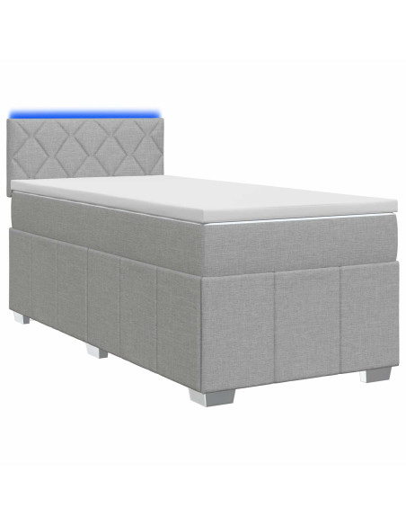 Letto box spring con materasso Grigio Chiaro 80 x 200 cm