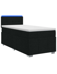 Letto box spring con materasso Nero 80 x 200 cm Tessuto