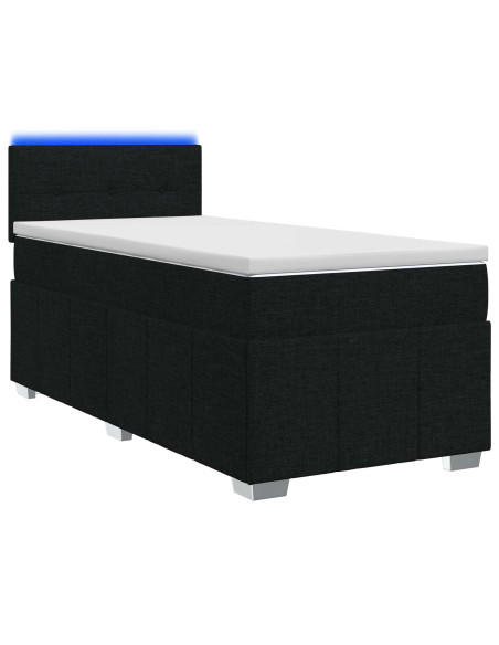 Letto box spring con materasso Nero 80 x 200 cm Tessuto