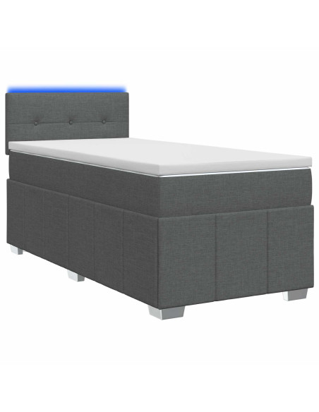 Letto box spring con materasso Grigio Scuro 80 x 200 cm Tessuto
