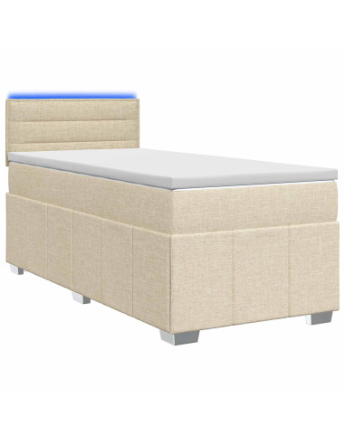 Letto box spring con materasso Crema 80 x 200 cm Tessuto