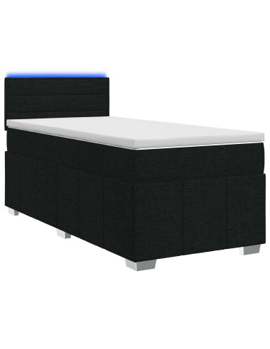 Letto box spring con materasso Nero 80 x 200 cm Tessuto