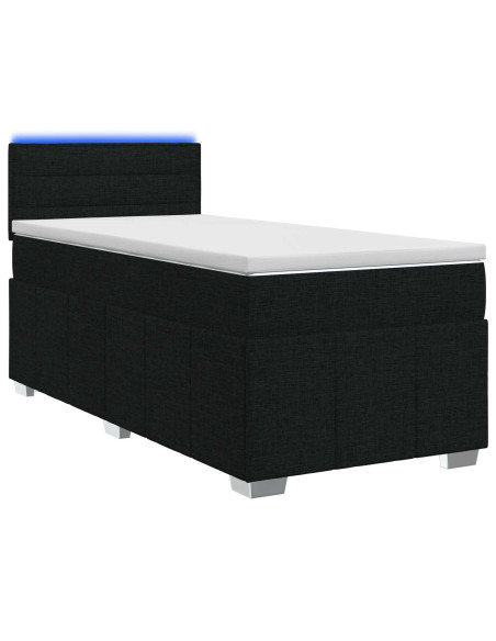 Letto box spring con materasso Nero 80 x 200 cm Tessuto
