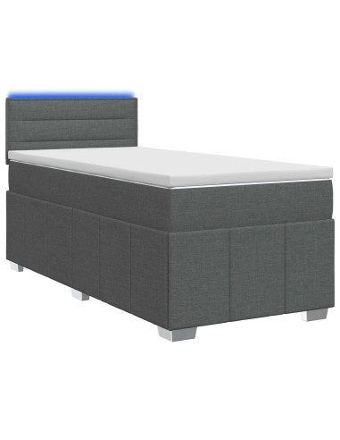 Letto box spring con materasso Grigio Scuro 80 x 200 cm Tessuto
