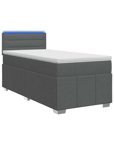 Letto box spring con materasso Grigio Scuro 80 x 200 cm Tessuto