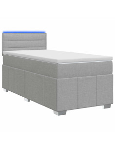 Letto box spring con materasso Grigio Chiaro 80 x 200 cm
