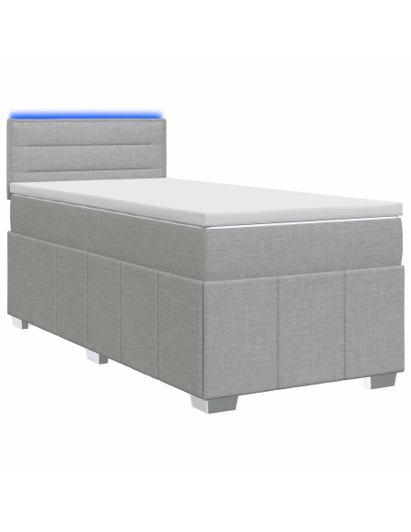 Letto box spring con materasso Grigio Chiaro 80 x 200 cm