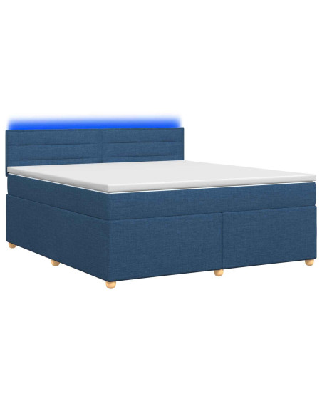Letto box spring con materasso Blu 160 x 200 cm Tessuto
