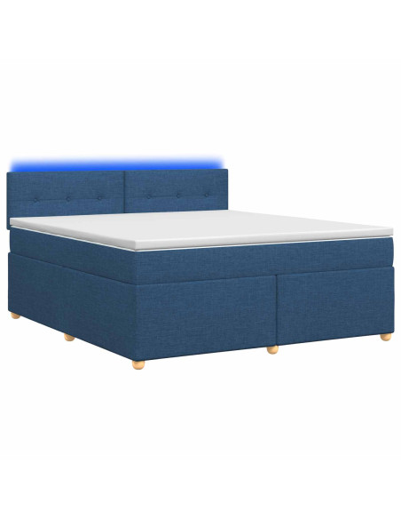 Letto box spring con materasso Blu 140 x 190 cm Tessuto