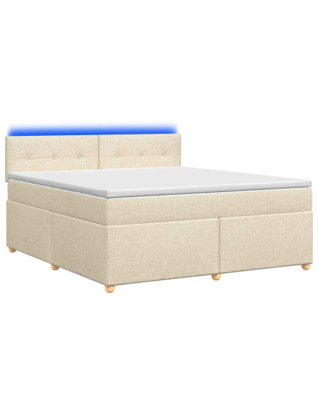Letto box spring con materasso Crema 140 x 190 cm Tessuto