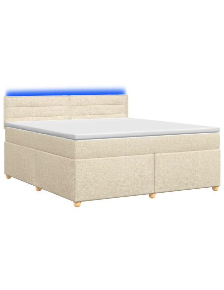 Letto box spring con materasso Crema 140 x 190 cm Tessuto