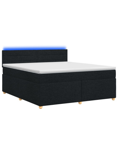 Letto box spring con materasso Nero 140 x 190 cm Tessuto