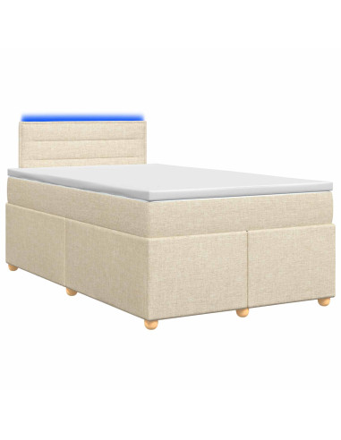 Letto box spring con materasso Crema 120 x 200 cm Tessuto