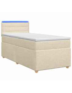 Letto box spring con materasso Crema 100 x 200 cm Tessuto
