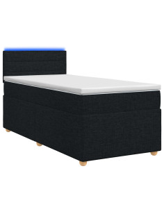 Letto box spring con materasso Nero 100 x 200 cm Tessuto