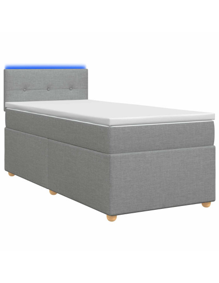 Letto box spring con materasso Grigio Chiaro 90 x 200 cm