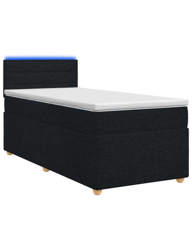 Letto box spring con materasso Nero 90 x 200 cm Tessuto
