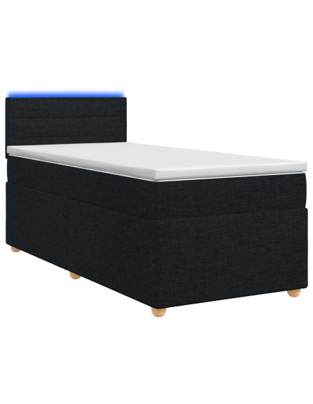 Letto box spring con materasso Nero 90 x 200 cm Tessuto