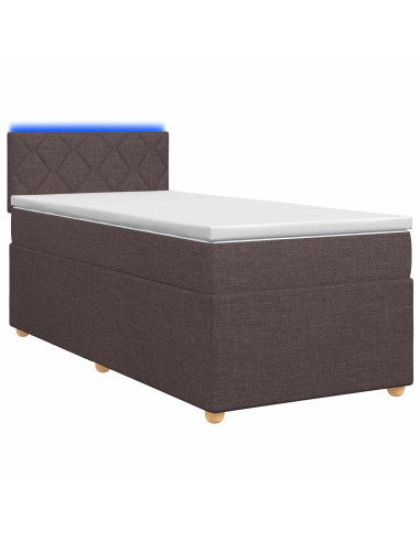 Letto box spring con materasso Marrone Scuro 90 x 190 cm