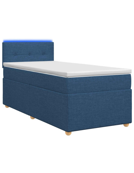 Letto box spring con materasso Blu 90 x 190 cm Tessuto
