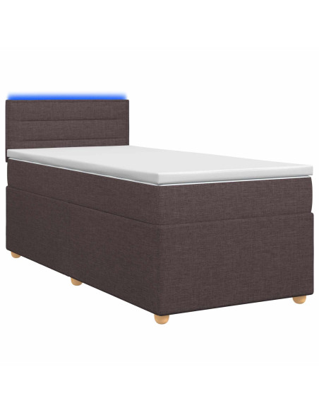 Letto box spring con materasso Marrone Scuro 90 x 190 cm