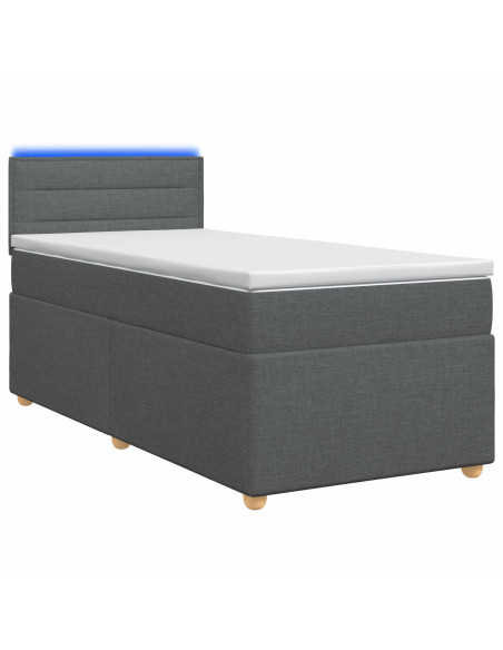 Letto box spring con materasso Grigio Scuro 90 x 190 cm Tessuto