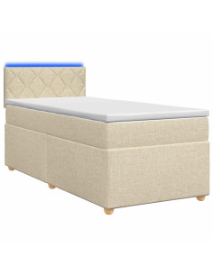 Letto box spring con materasso Crema 80 x 200 cm Tessuto