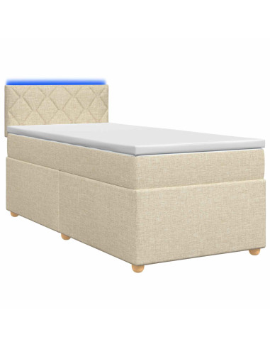 Letto box spring con materasso Crema 80 x 200 cm Tessuto