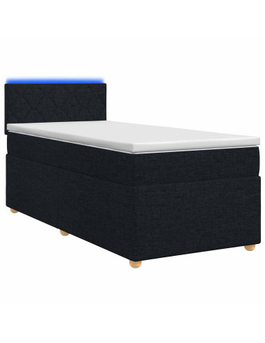 Letto box spring con materasso Nero 80 x 200 cm Tessuto