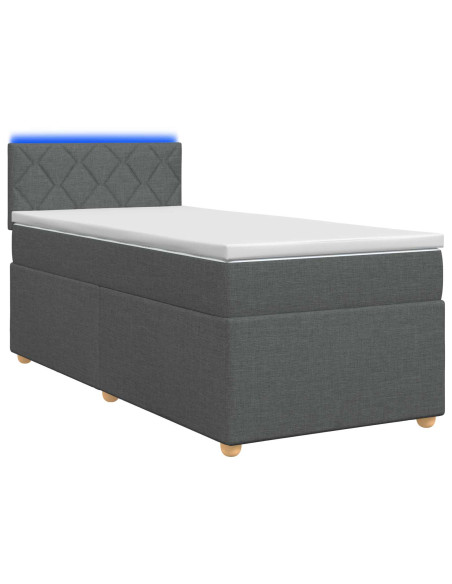 Letto box spring con materasso Grigio Scuro 80 x 200 cm Tessuto