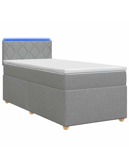 Letto box spring con materasso Grigio Chiaro 80 x 200 cm