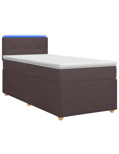 Letto box spring con materasso Marrone Scuro 80 x 200 cm