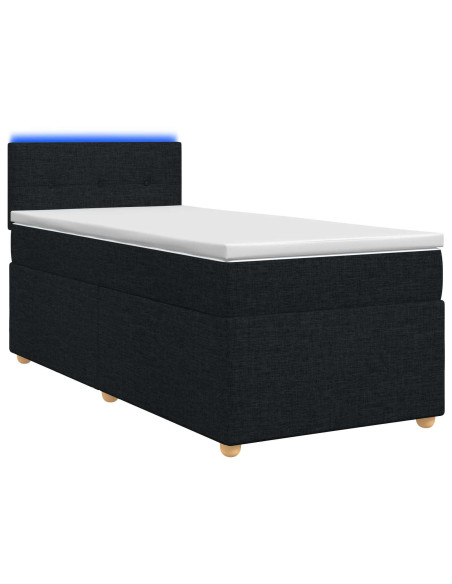 Letto box spring con materasso Nero 80 x 200 cm Tessuto