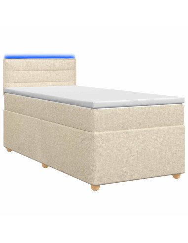 Letto box spring con materasso Crema 80 x 200 cm Tessuto