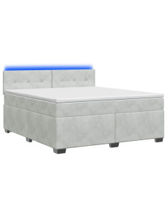 Letto con Box Spring, Materasso e LED Grigio Chiaro Velluto