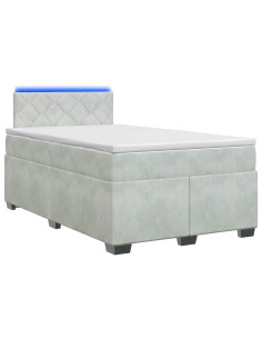 Letto con Box Spring, Materasso e LED Grigio Chiaro Velluto