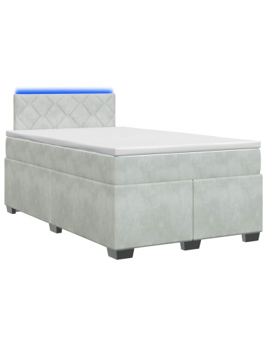 Letto con Box Spring, Materasso e LED Grigio Chiaro Velluto