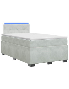 Letto con Box Spring, Materasso e LED Grigio Chiaro Velluto