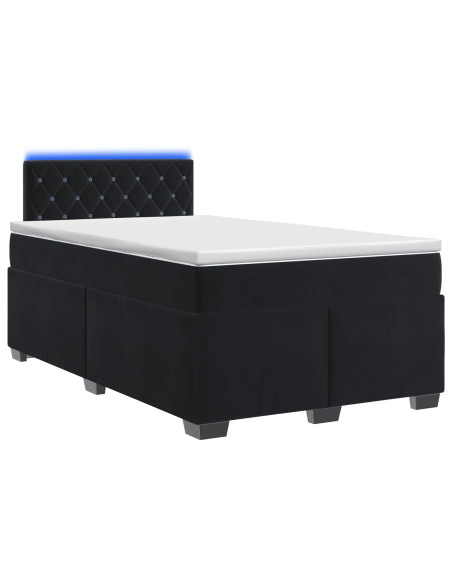 Letto con Box Spring, Materasso e LED Nero 120 x 200 cm Velluto