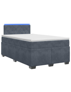 Letto con Box Spring, Materasso e LED Grigio Scuro 120 x 200 cm