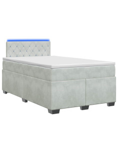 Letto con Box Spring, Materasso e LED Grigio Chiaro Velluto