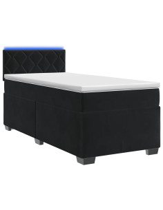 Letto con Box Spring, Materasso e LED Nero 100 x 200 cm Velluto