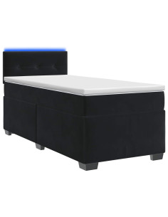 Letto con Box Spring, Materasso e LED Nero 100 x 200 cm Velluto