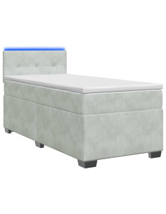 Letto con Box Spring, Materasso e LED Grigio Chiaro Velluto