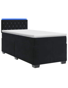 Letto con Box Spring, Materasso e LED Nero 100 x 200 cm Velluto